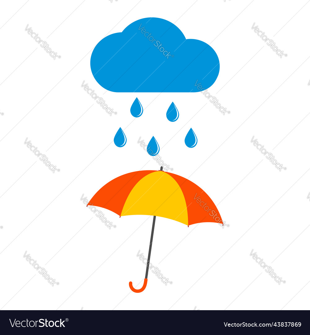 Cloud with raindrops and an umbrella Royalty Free Vector