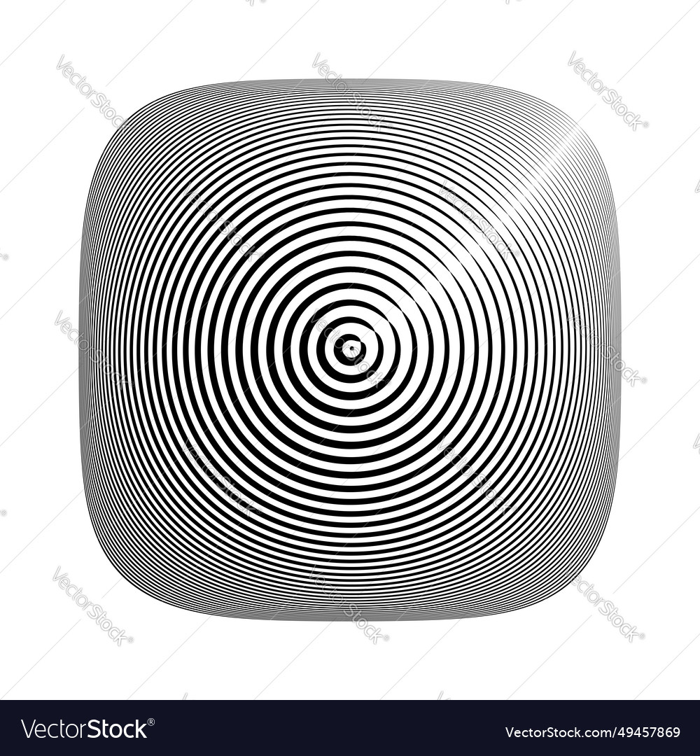 Concentric circles pattern on square button