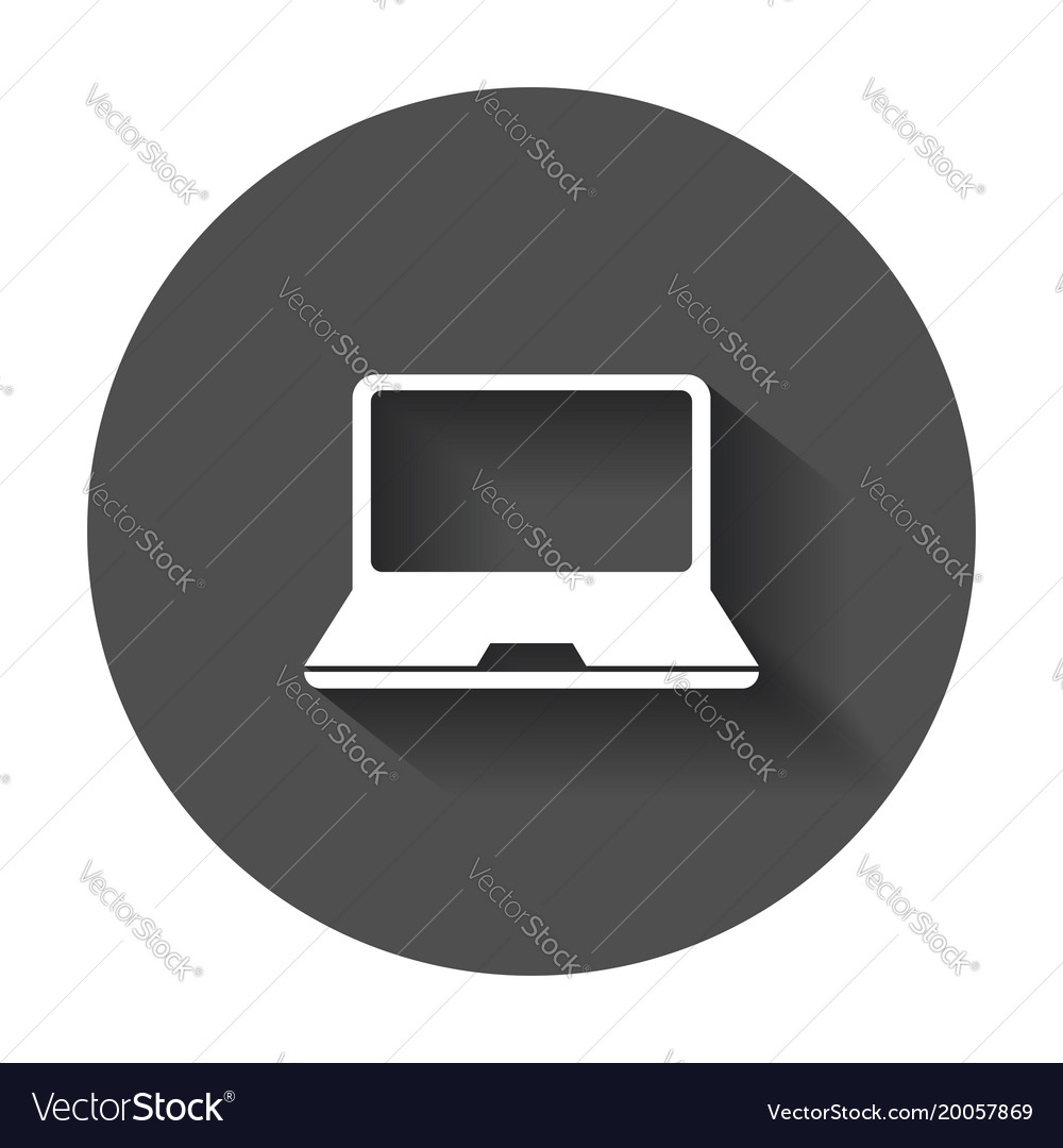 Flat Computer Monitor Icon with Shadow