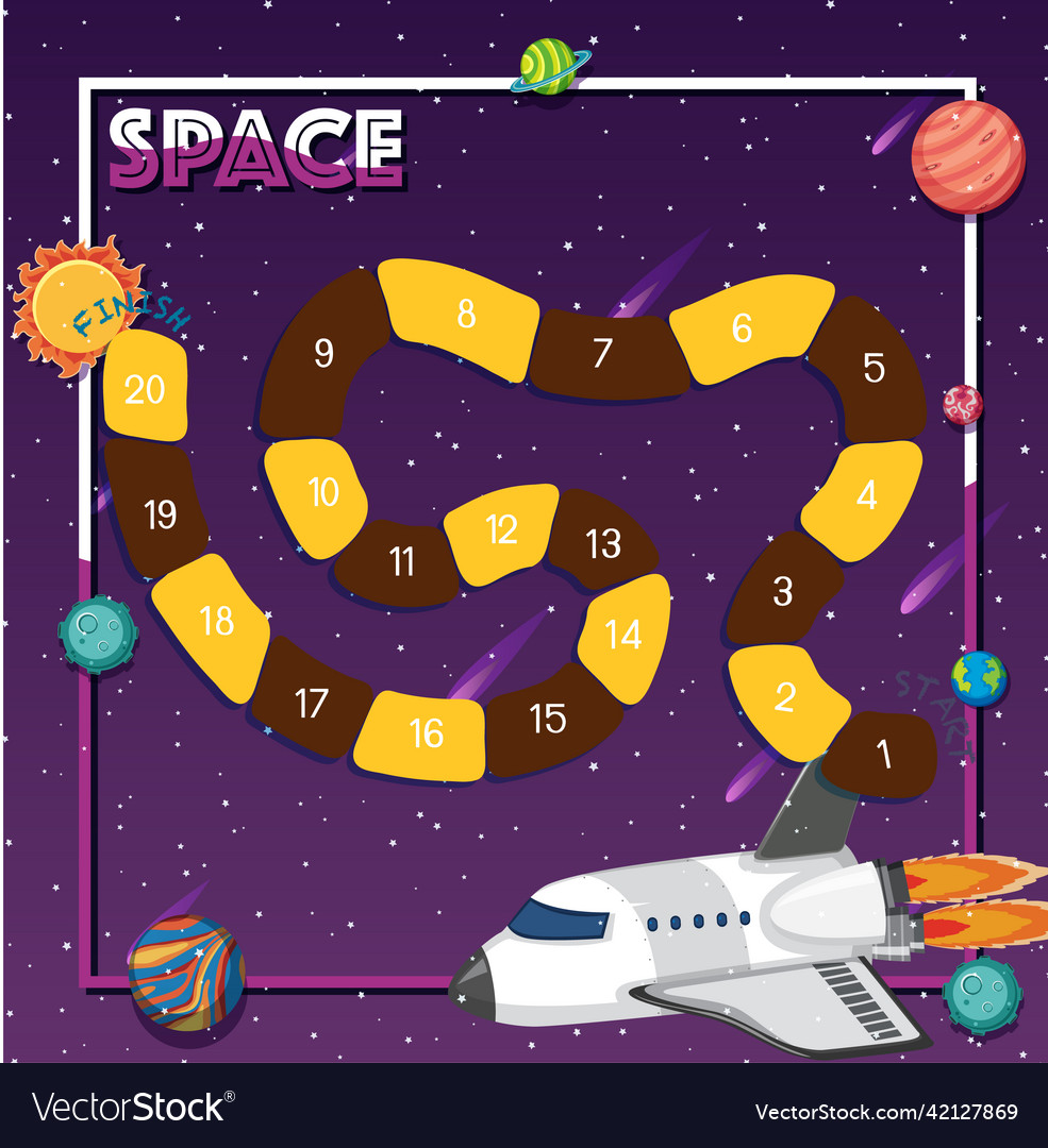 Game template with space theme background vector image Game template with space theme background