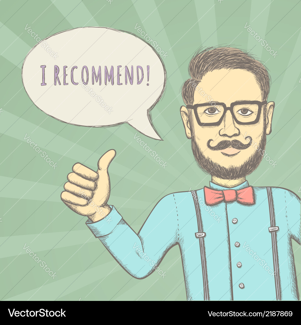 Hipster recommend Royalty Free Vector Image - VectorStock
