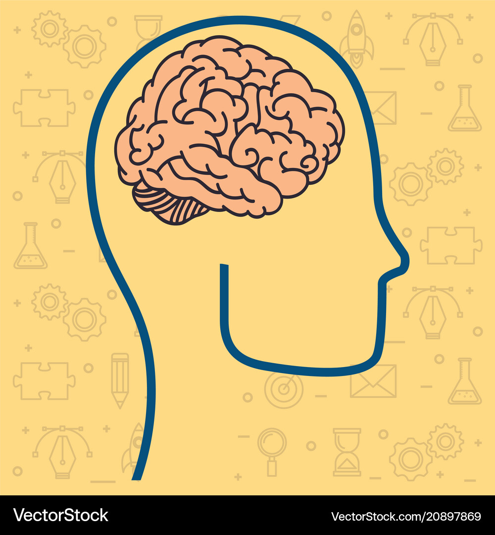 Human profile creative brain Royalty Free Vector Image