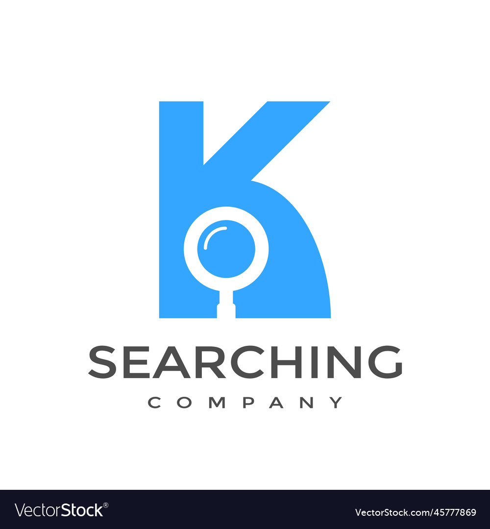 K letter or font with magnifying glass logo