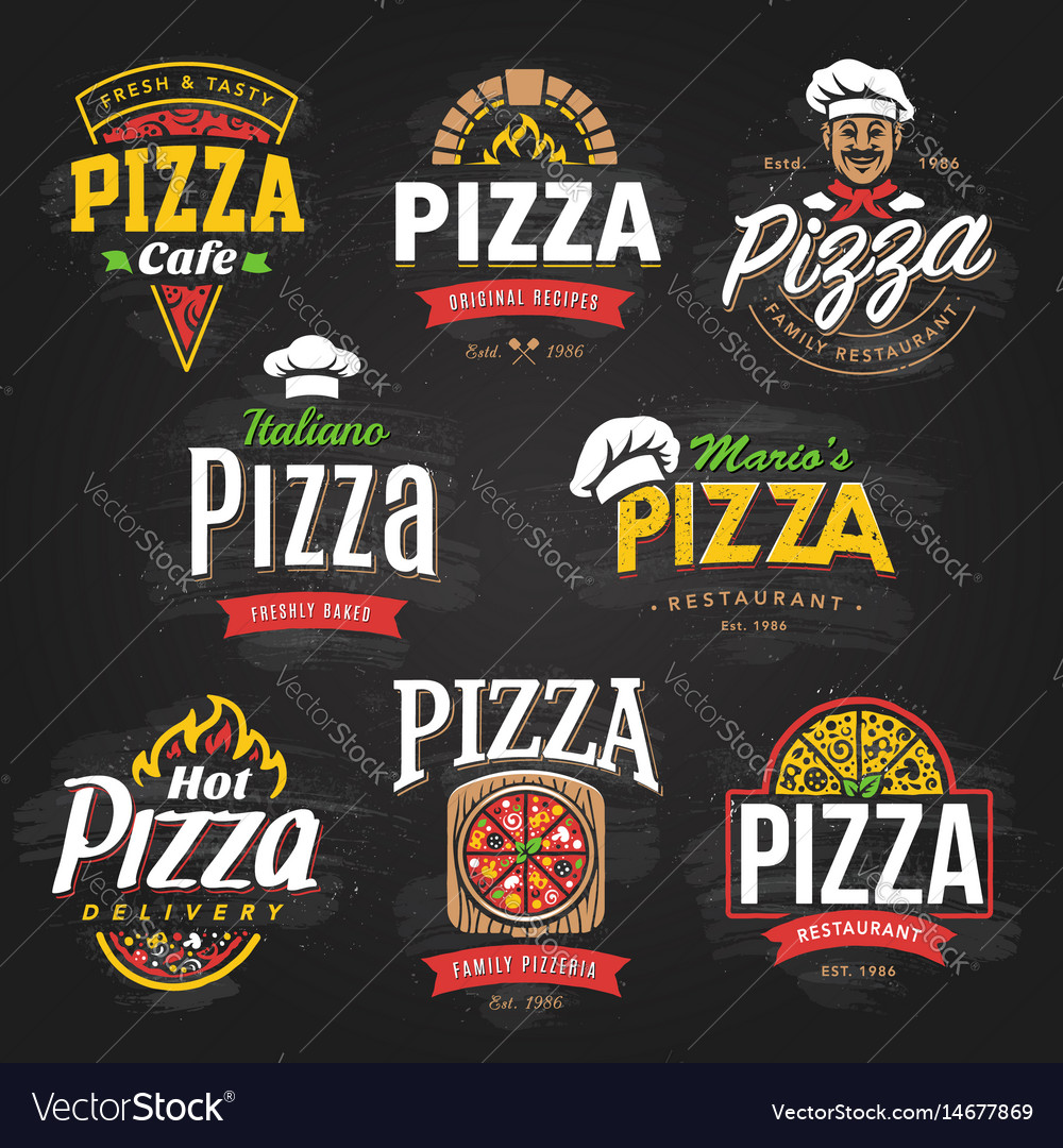 Pizza emblems set