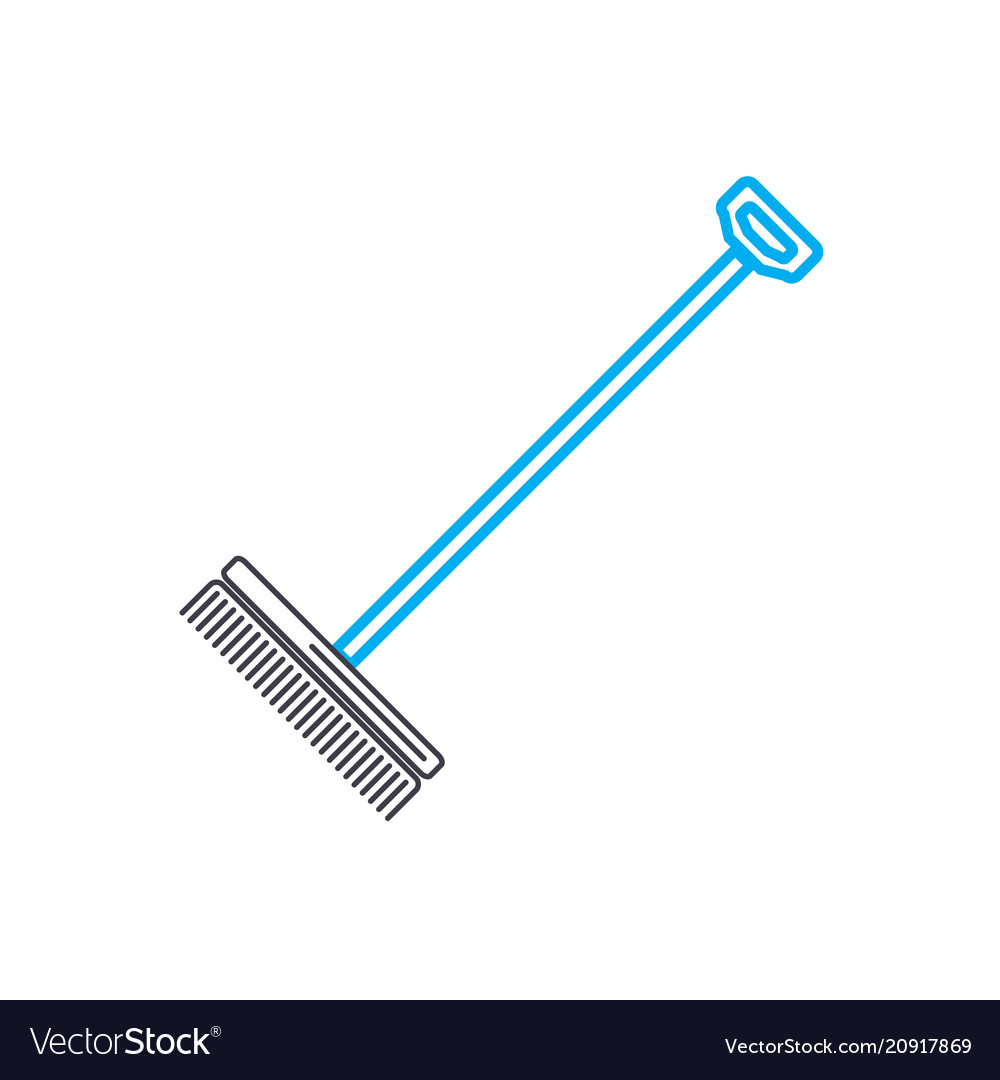 Rake linear icon concept line sign vector image Rake linear icon concept line sign