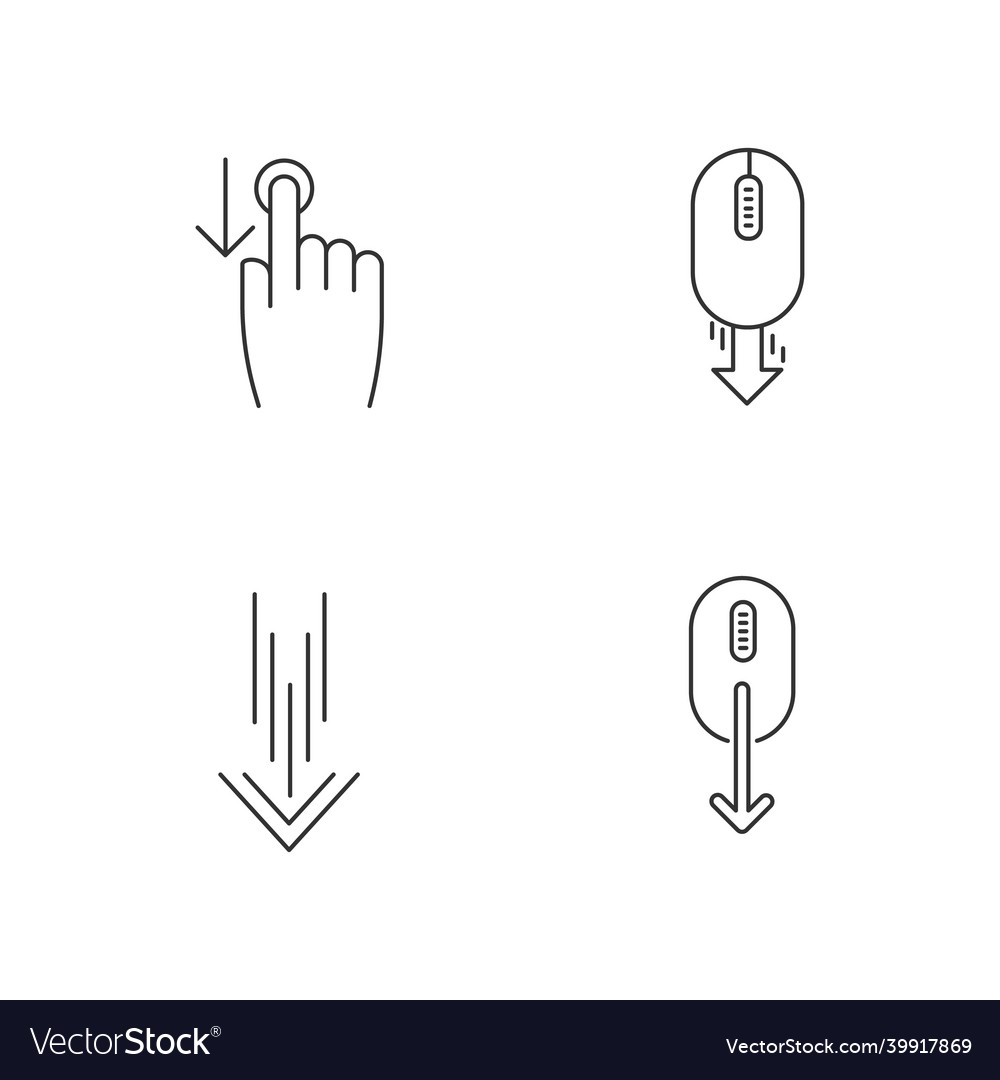 Scrolldown pixel perfect linear icons set swipe vector image Scrolldown pixel perfect linear icons set swipe