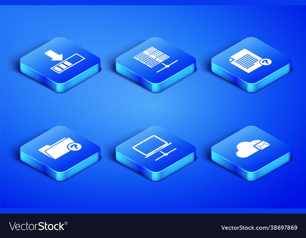 Set cloud mail server loading computer network vector image Set cloud mail server loading computer network