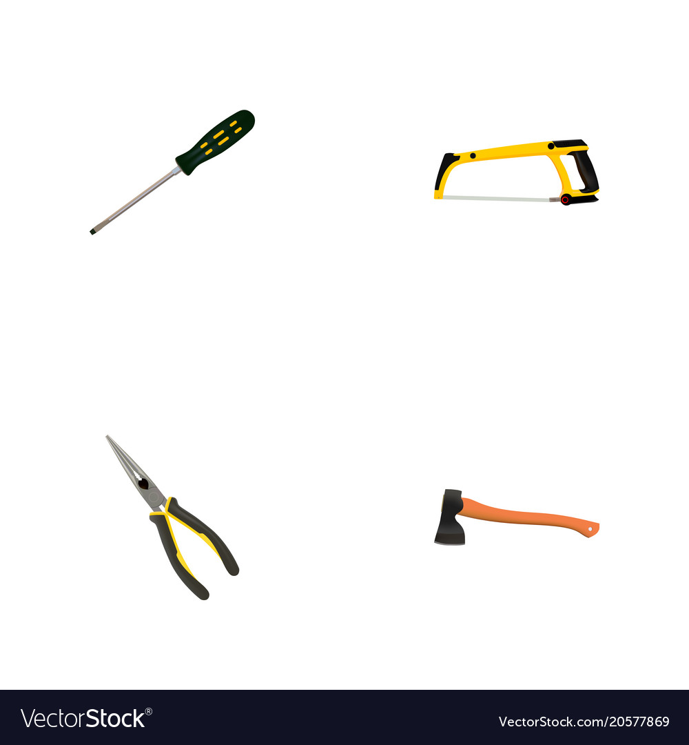 Set of instruments realistic symbols with long