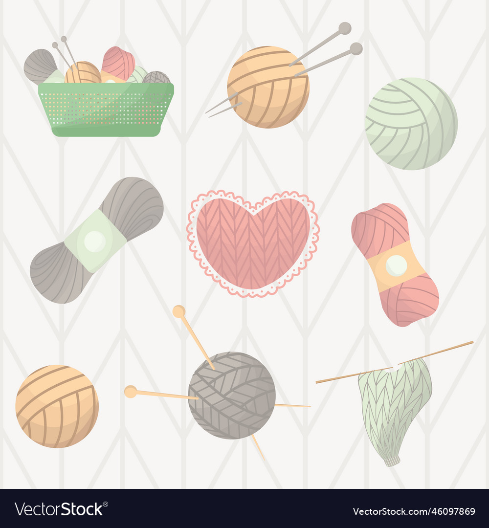 Set of knitting Royalty Free Vector Image - VectorStock