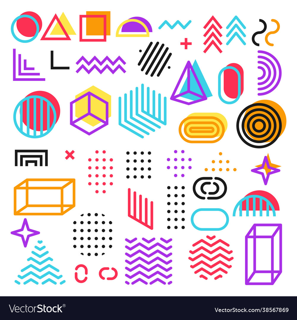 Set retro memphis style elements Royalty Free Vector Image