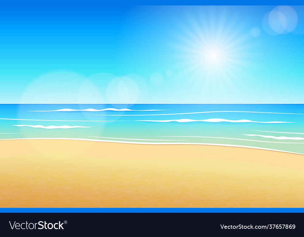 Summer beach in daytime Royalty Free Vector Image