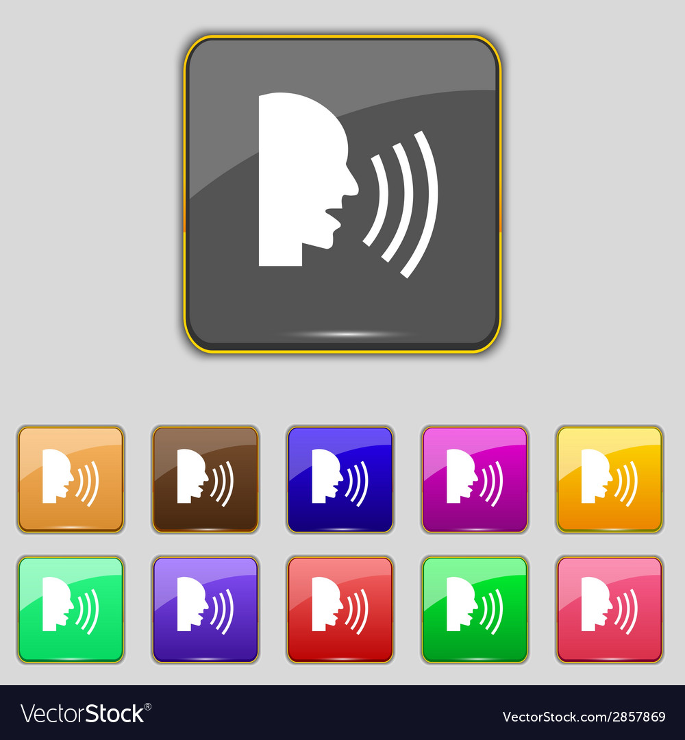 Talking flat modern web icon set colour button