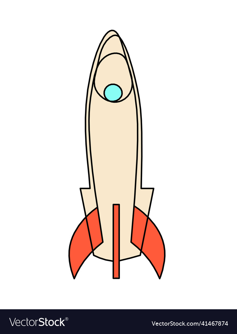 Abstract color rocket as continuous line drawing