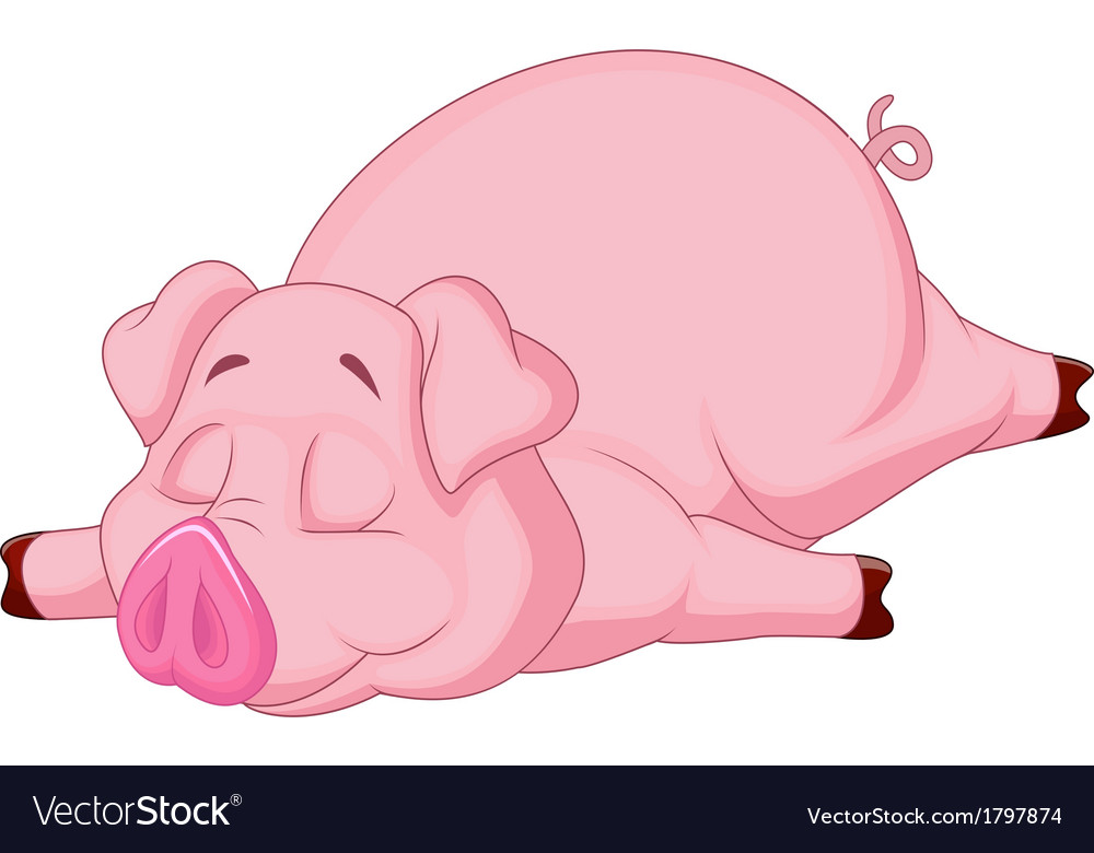 Adorable Sleeping Pig Cartoon