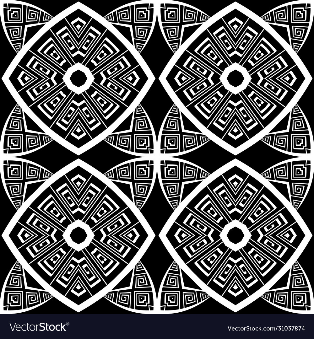 Black and white greek seamless pattern