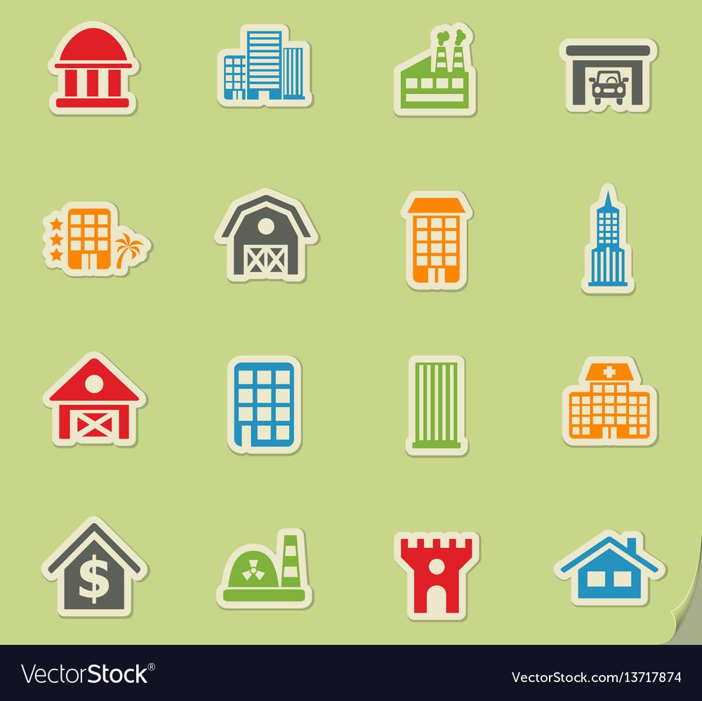 Building icon set Vector Image Building icon set