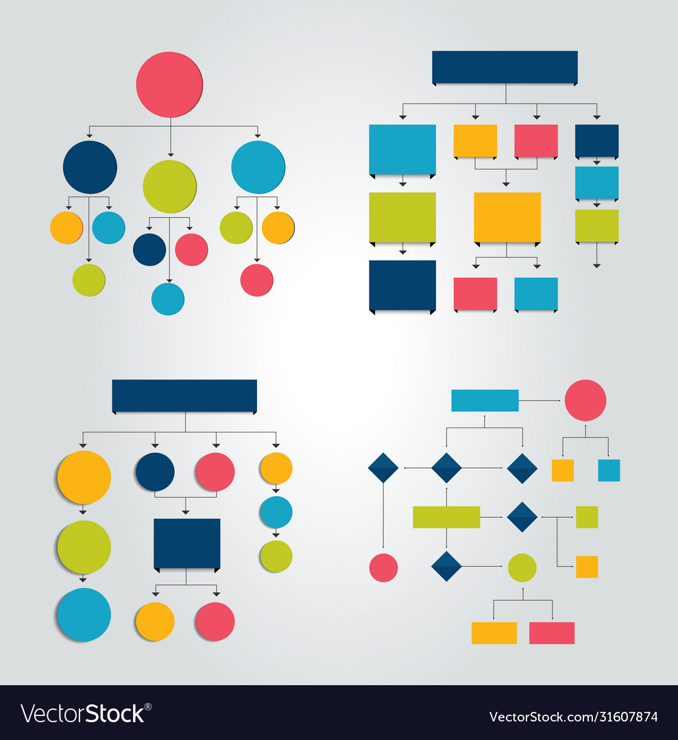 Flowcharts set 6 flow charts schemes diagrams