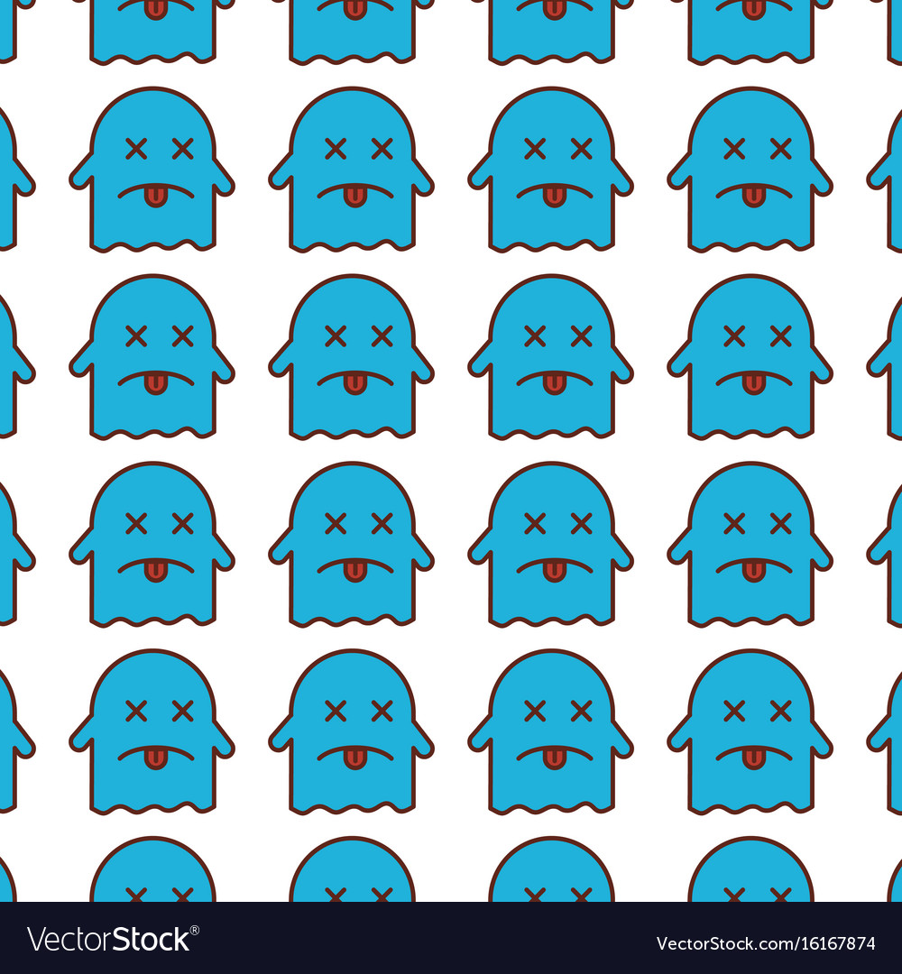 Ghost kawaii character pattern background