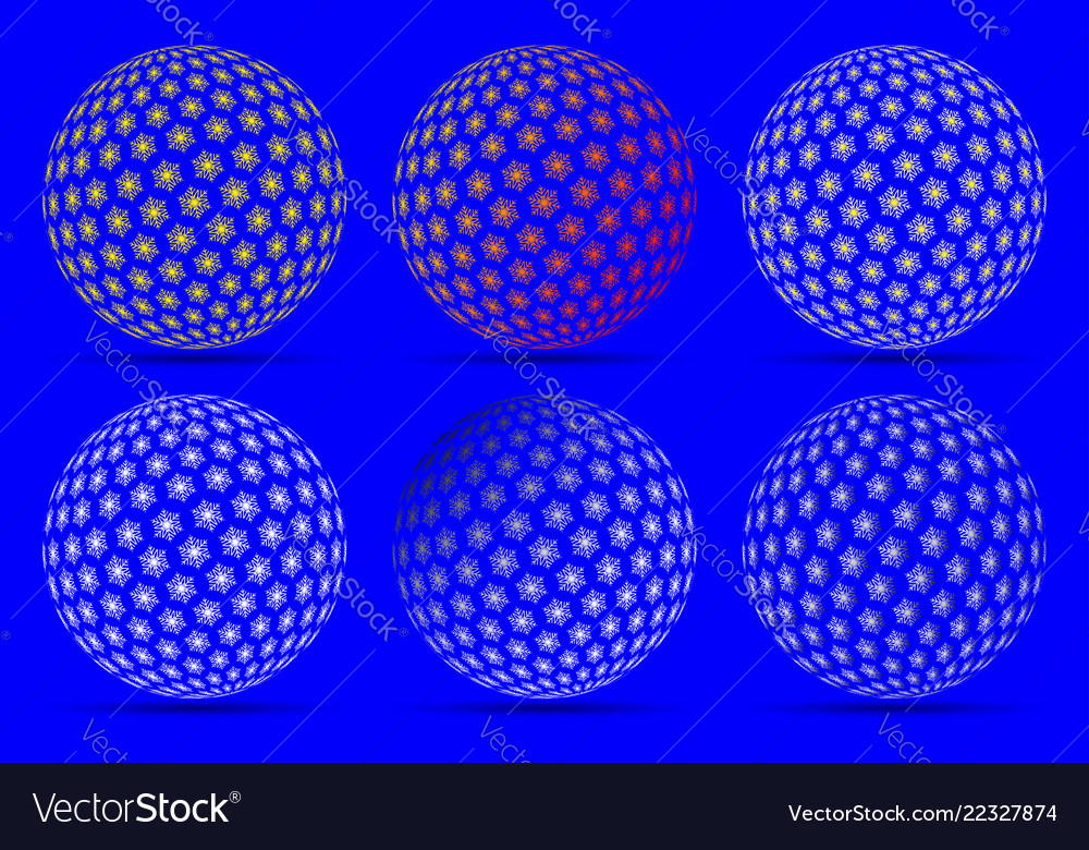 Globe set snowflake vector image Globe set snowflake