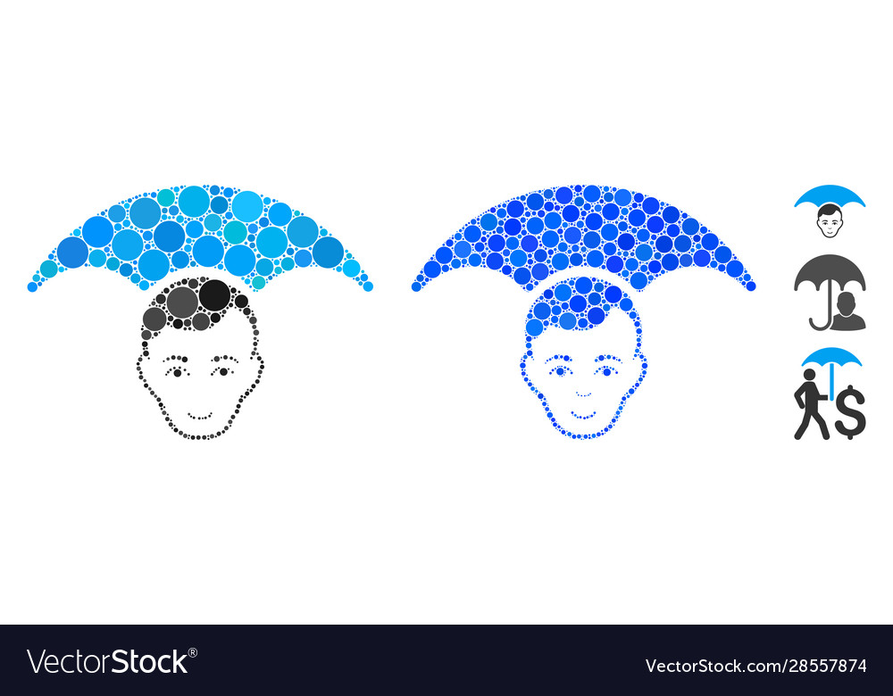 Head umbrella composition icon round dots