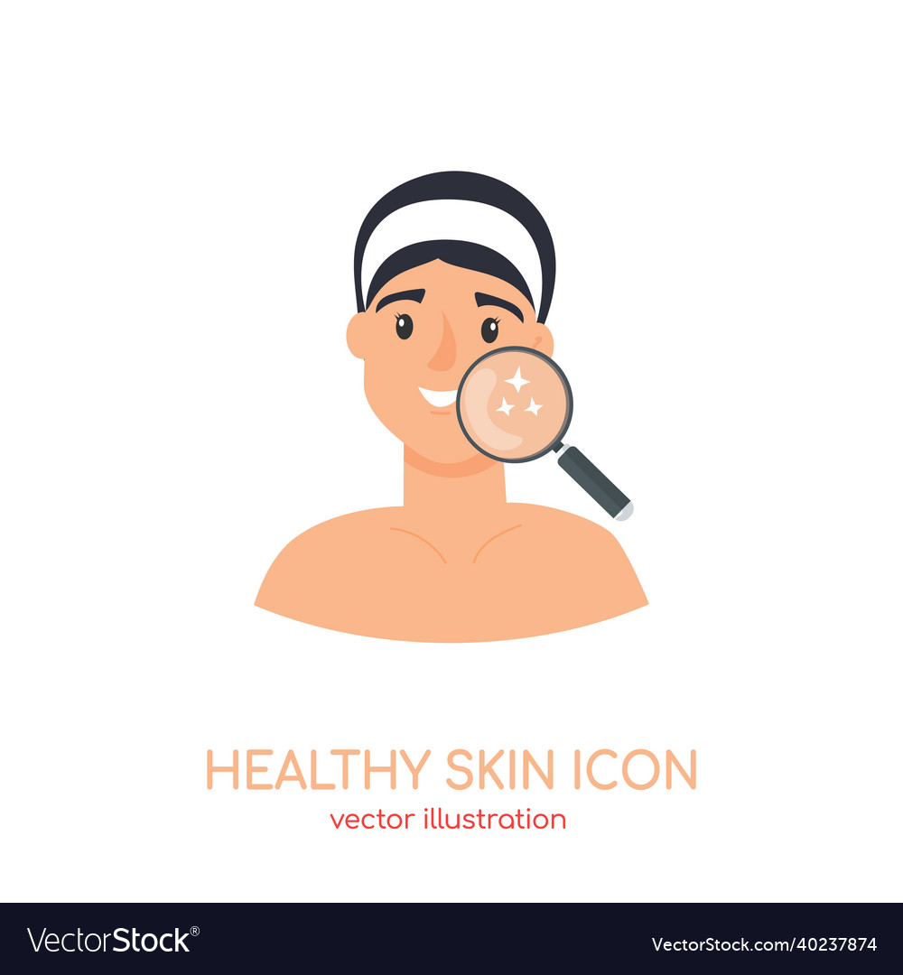 Healthy facial glowing pure skin icon woman Vector Image