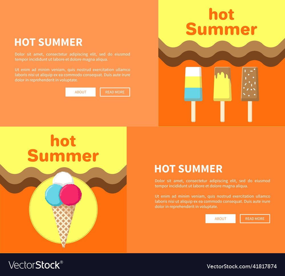 Hot Summer Web Poster Set mit Eiscreme