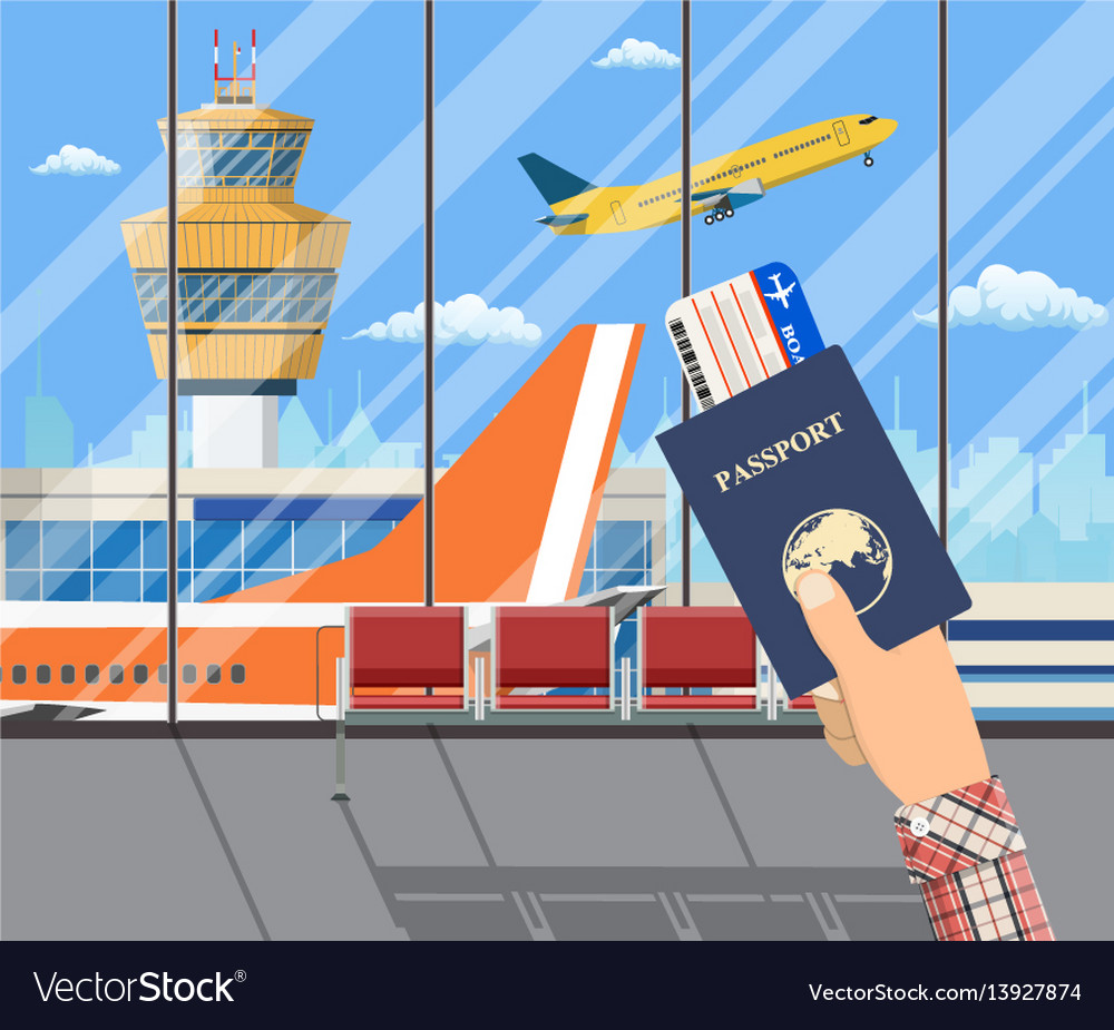 Man with passport and boarding pass