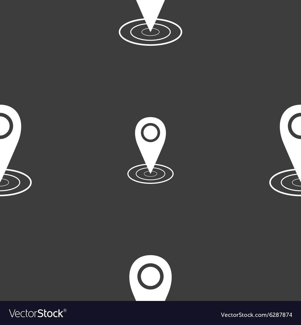 Map pointer icon sign seamless pattern on a gray