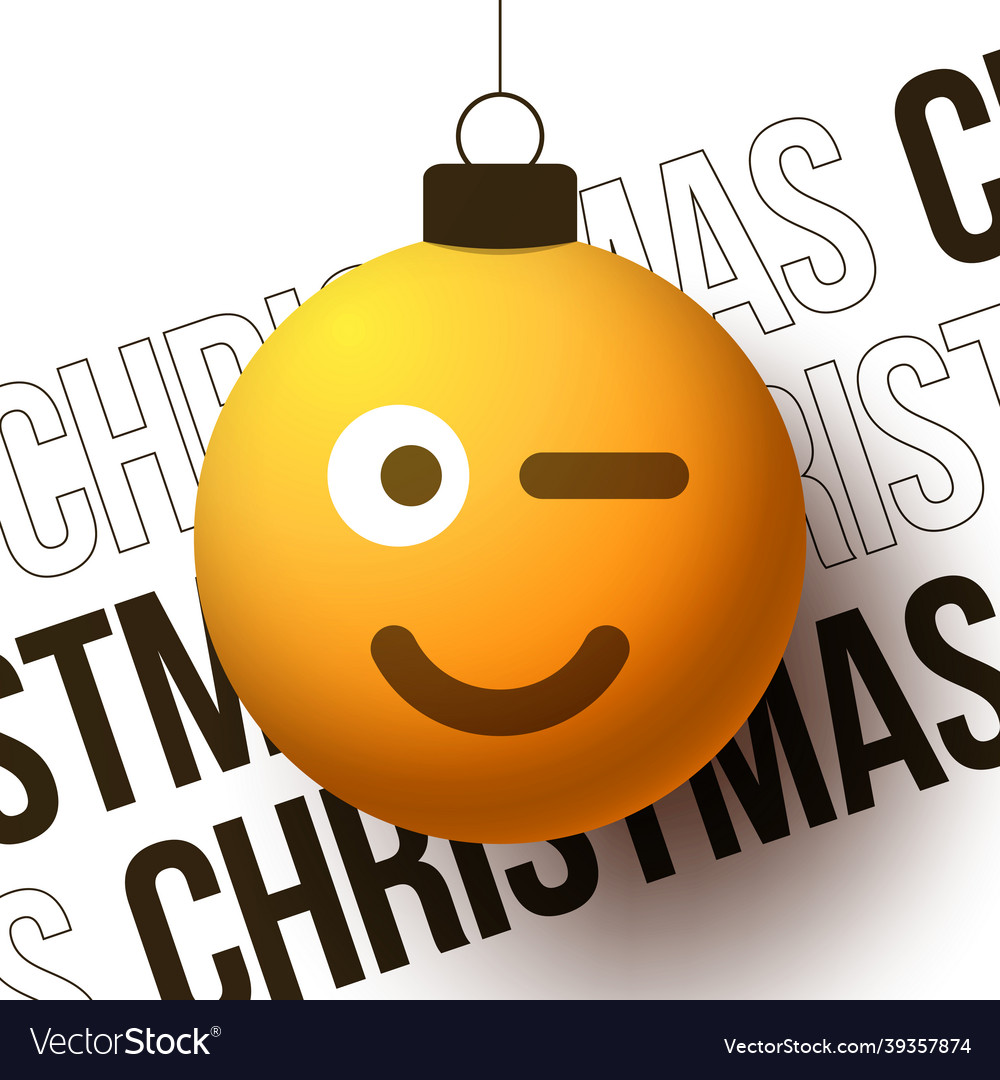 Merry Christmas Ball With Cute Smiling Winking Vector Image