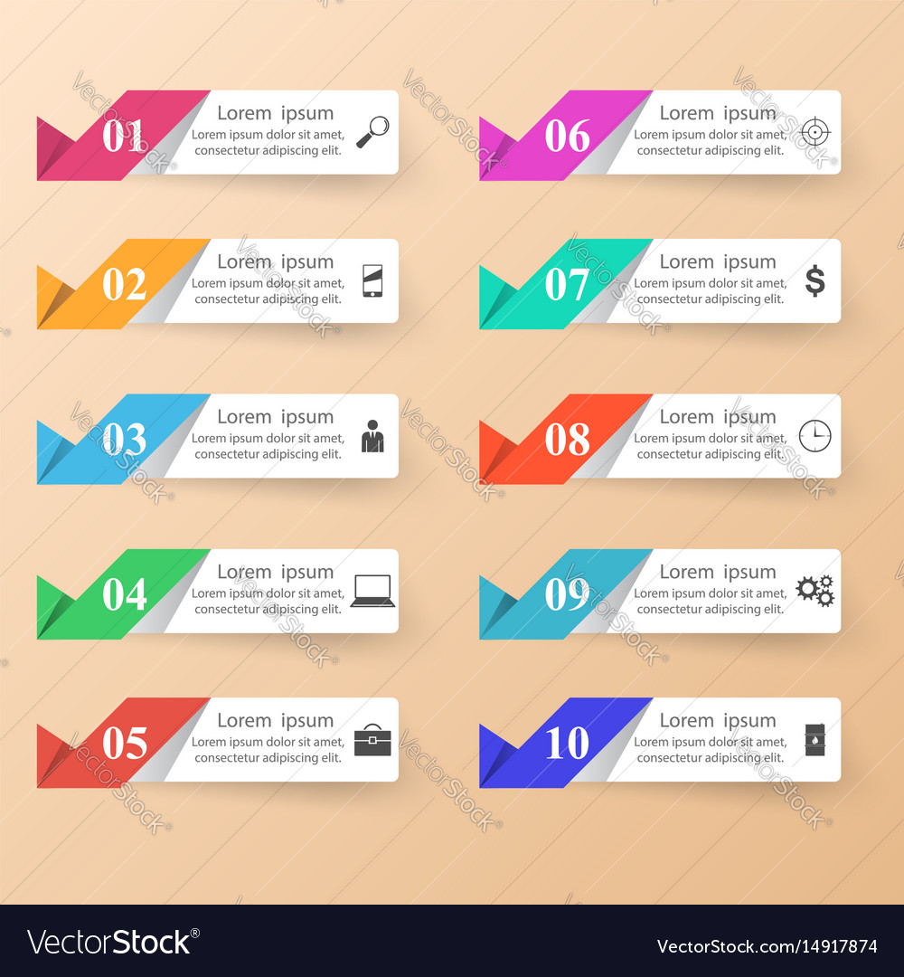 Origami Style List of 10 Items