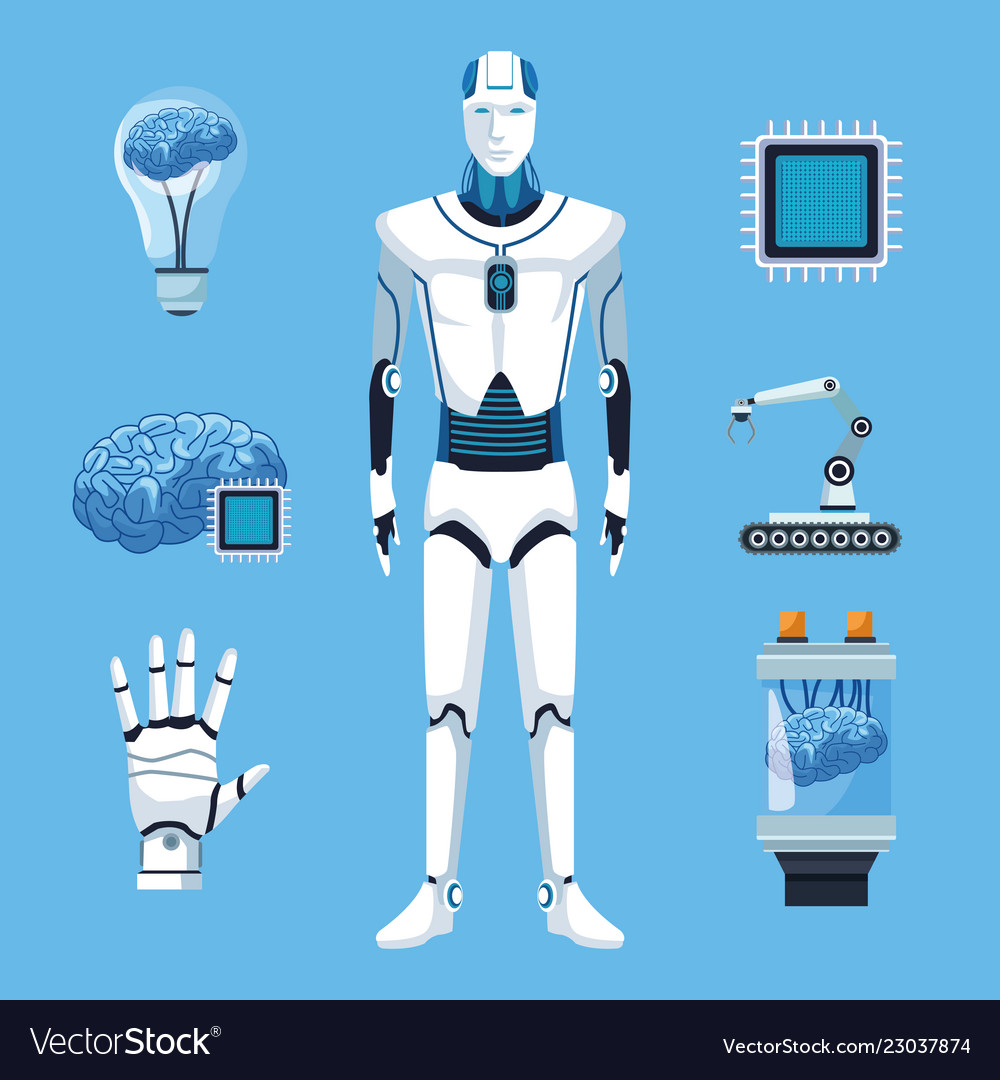 Robot with artificial intelligence Vector Image Robot with artificial intelligence