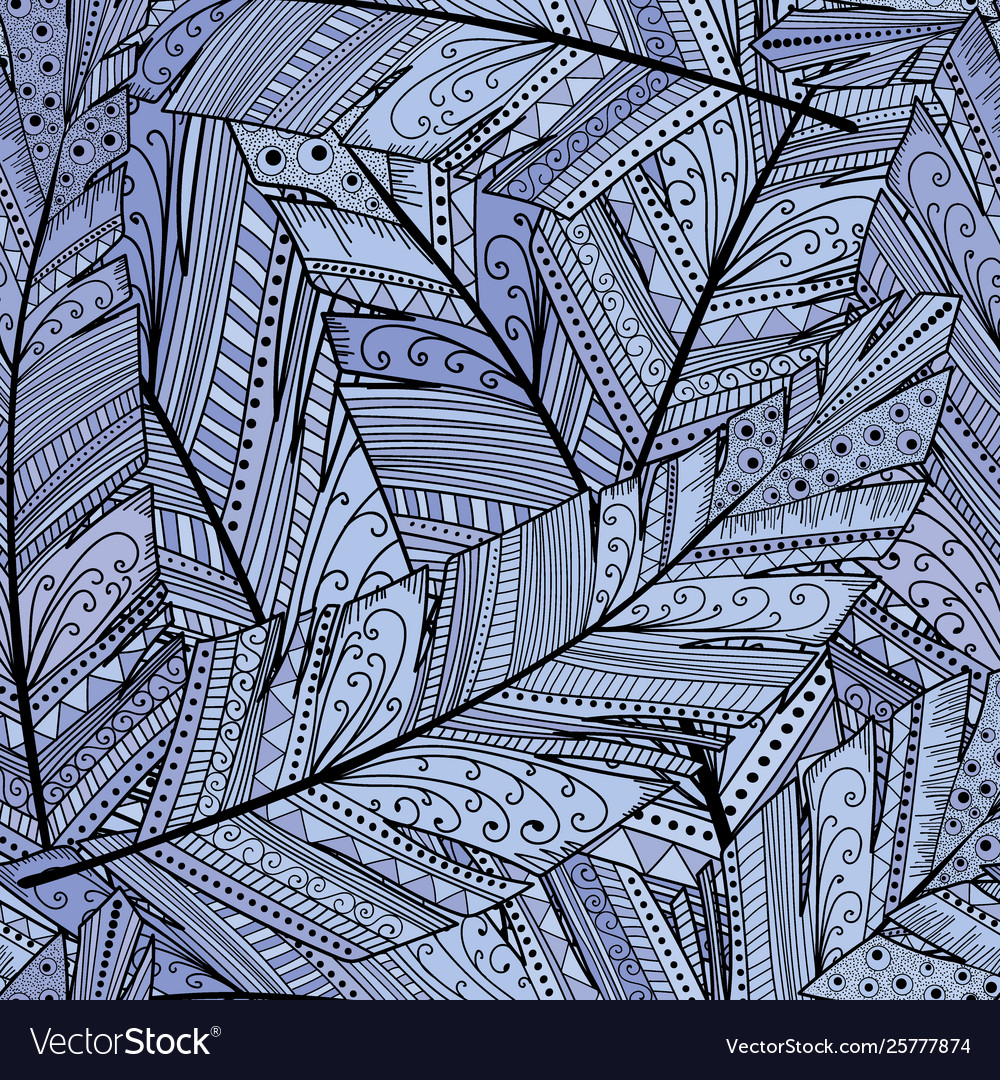 Seamless pattern with abstract featherhand draw