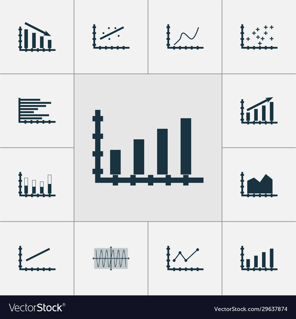 Set graphs diagrams and statistics icons vector image Set graphs diagrams and statistics icons