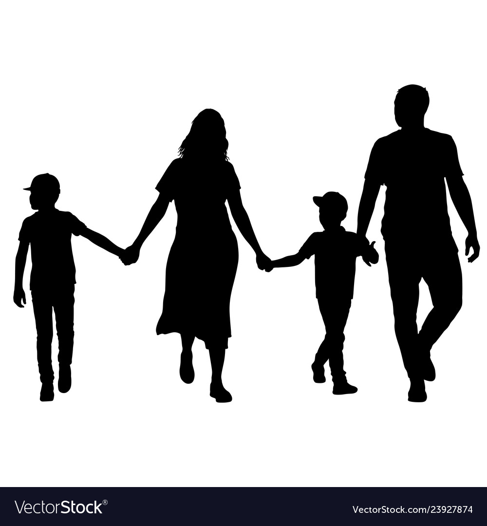 Silhouette of happy family on a white background Vector Image