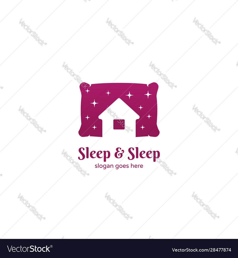 Sleep and sleep hotel motel inn logo with pillow Vector Image