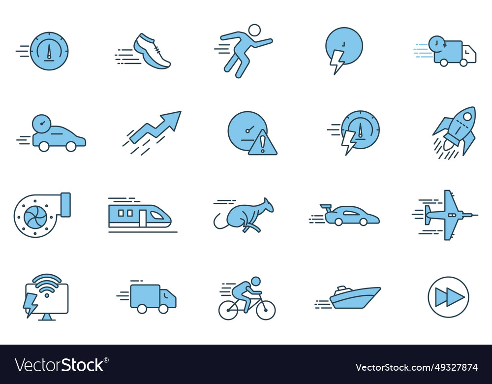 Speed icon set speedometer running fast