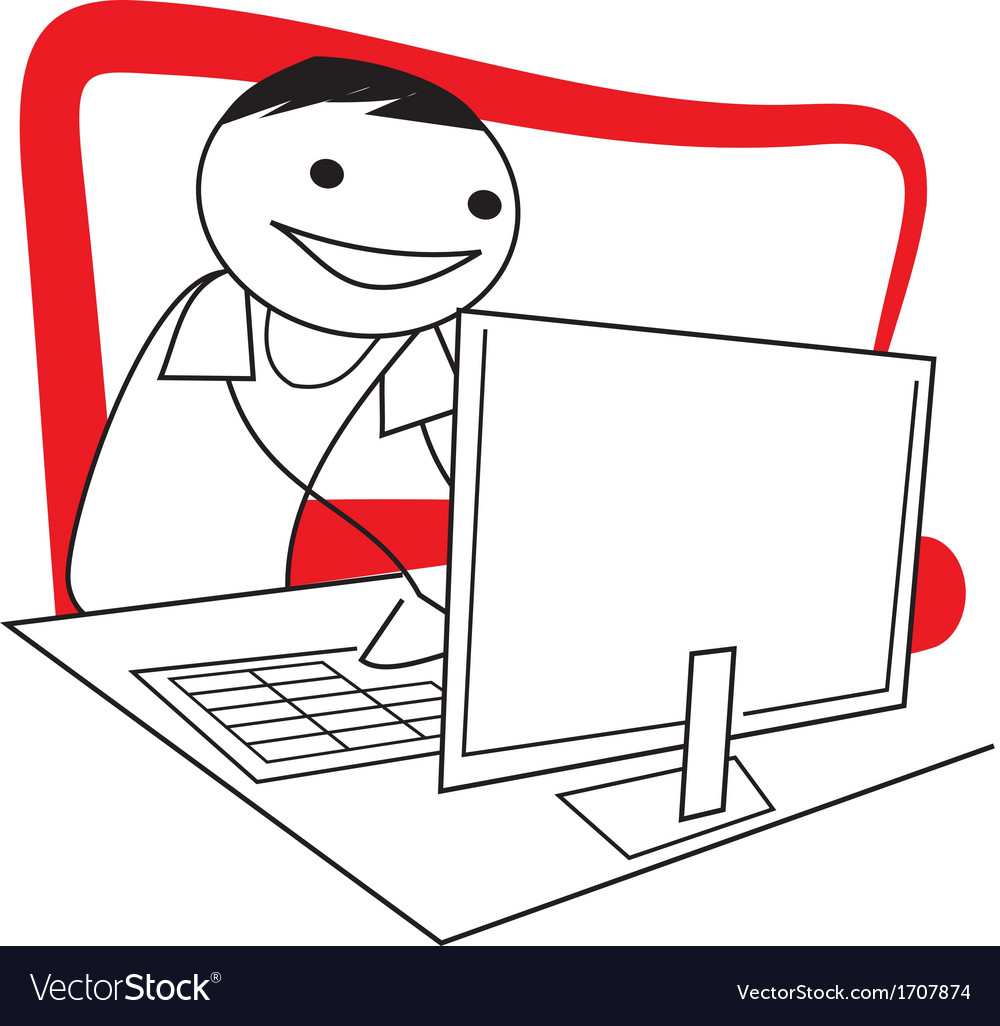 Stick Figure at Computer