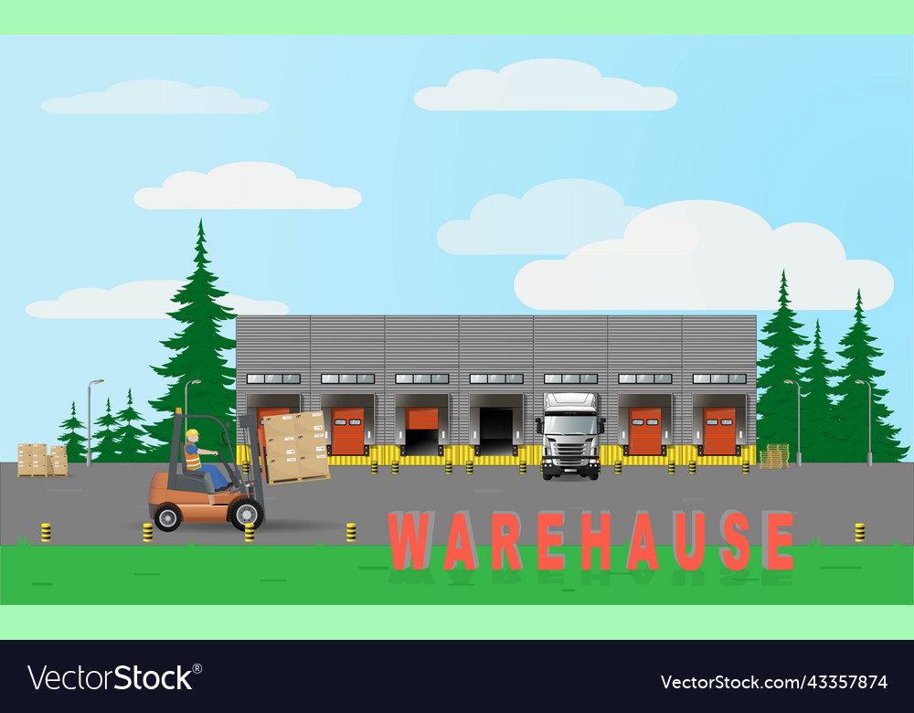 Warehouse building logistics storage sorting Vector Image Warehouse building logistics storage sorting