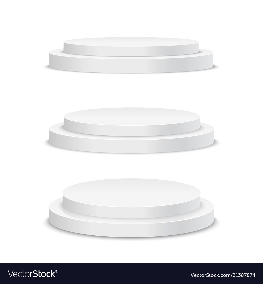 White podium round 3d empty with steps vector image White podium round 3d empty with steps