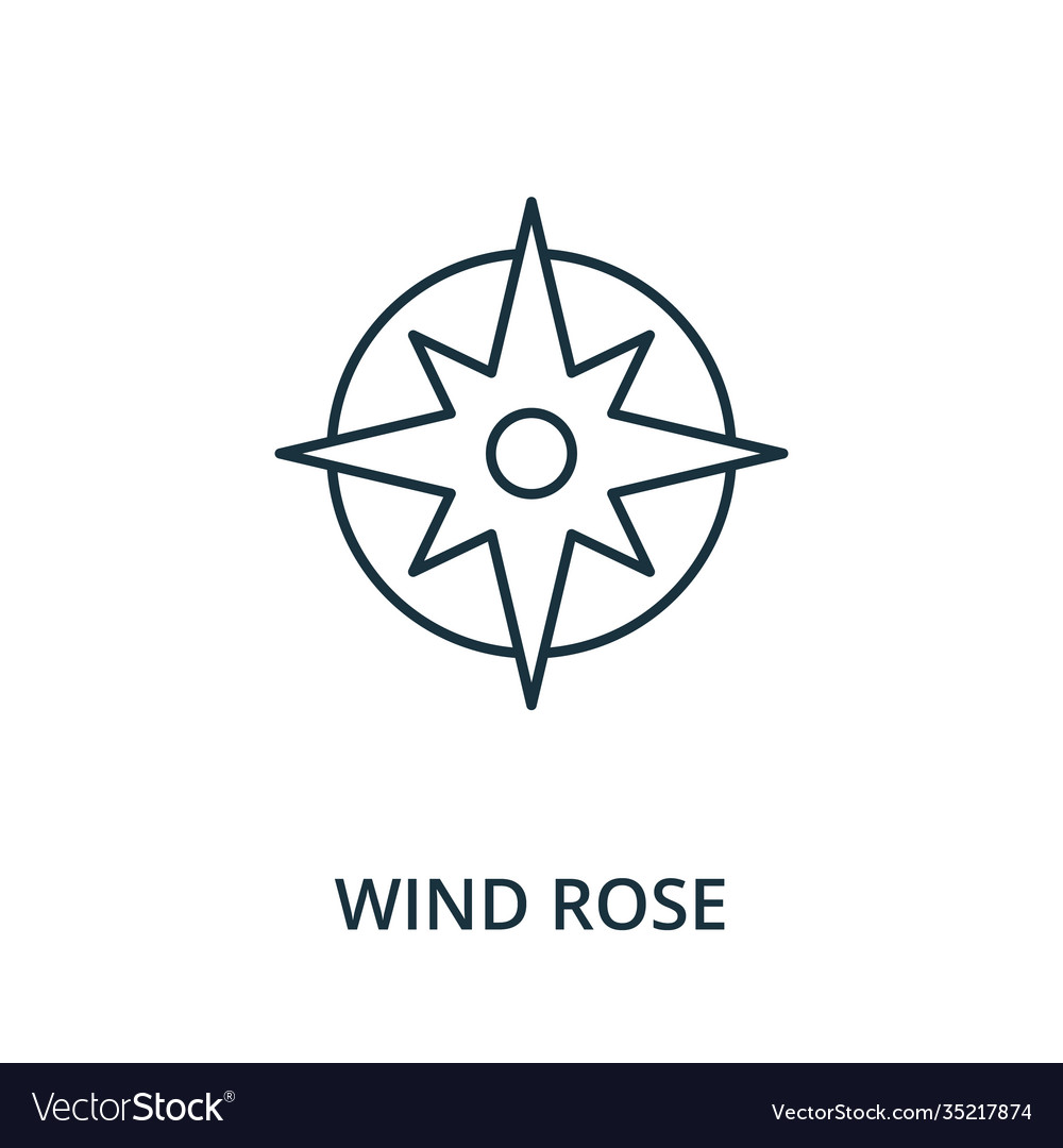 Wind rose icon line style element from navigation