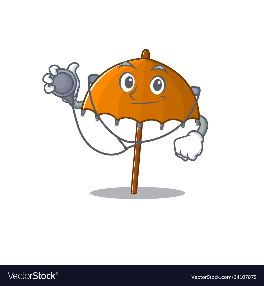 An elegant orange umbrella in a doctor cartoon