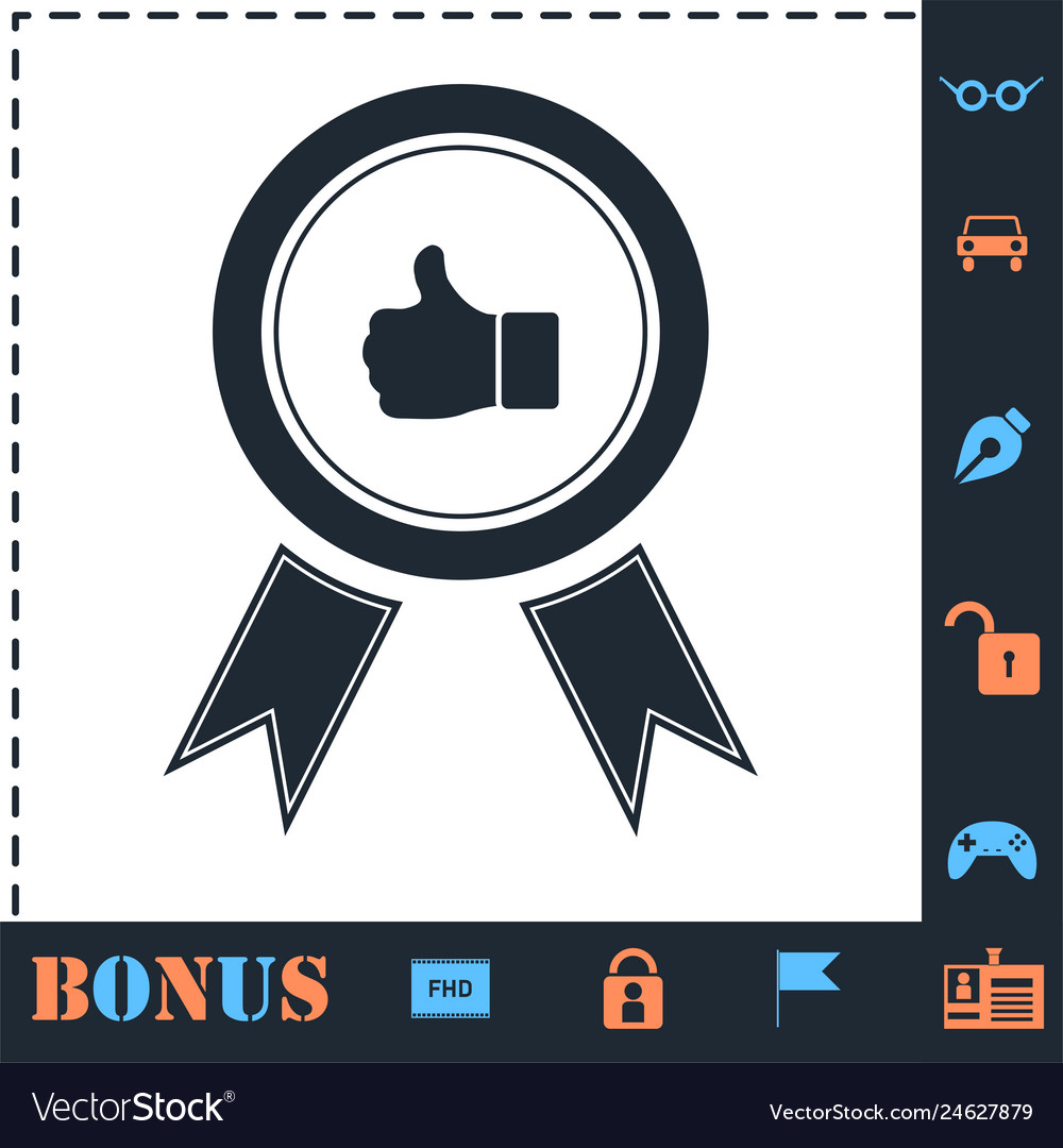 Banner ribbon thumb up icon flat