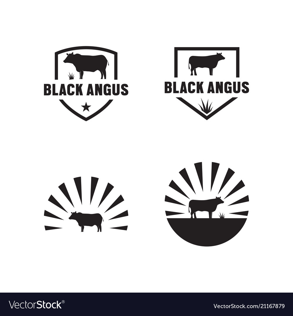 Black angus logo icon template Royalty Free Vector Image