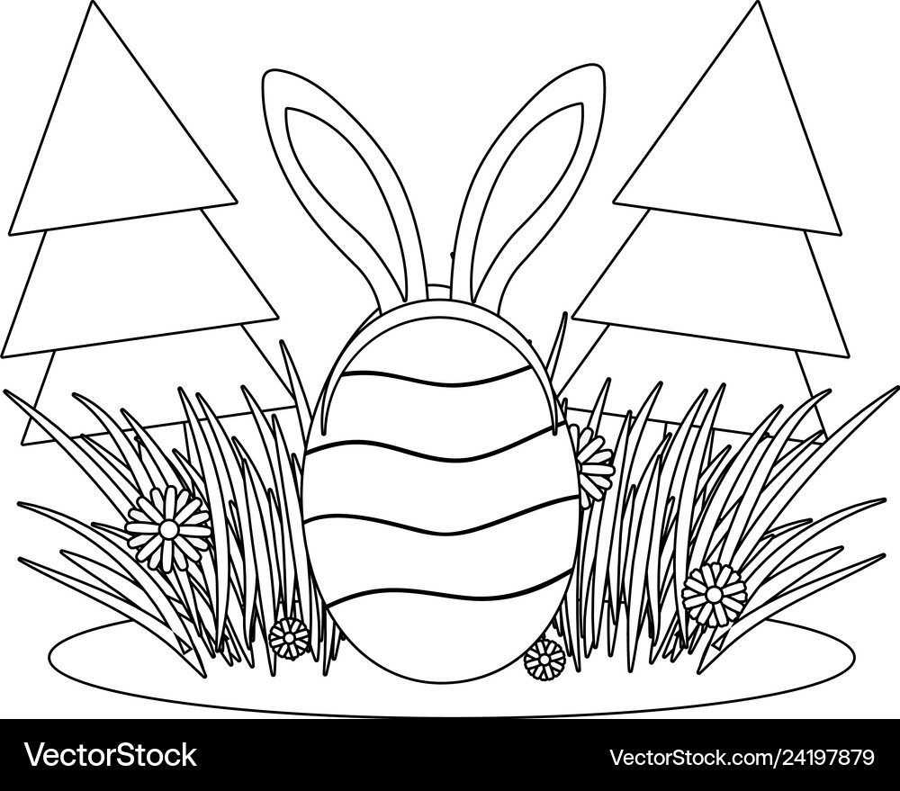 Easter egg with bunny ears Royalty Free Vector Image