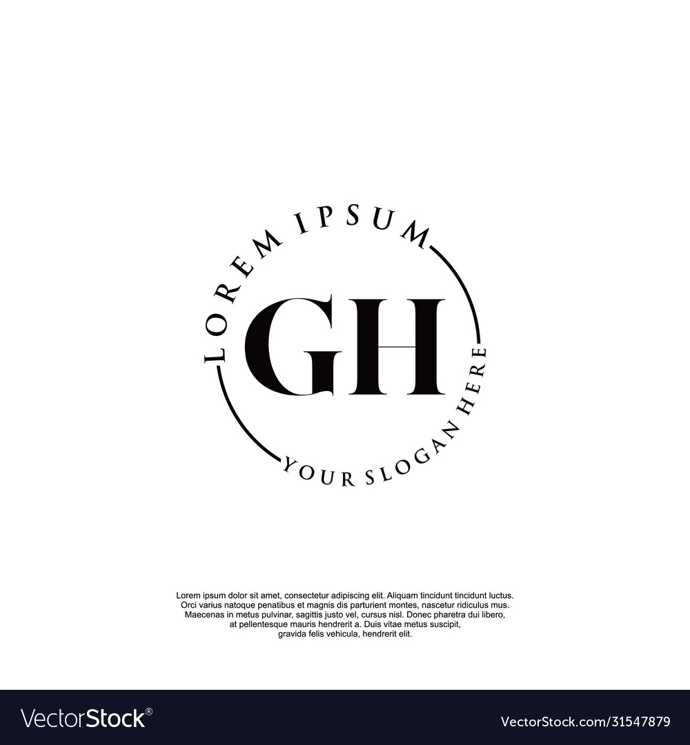 Gh Initial Handwriting Logo Design Royalty Free Vector Image