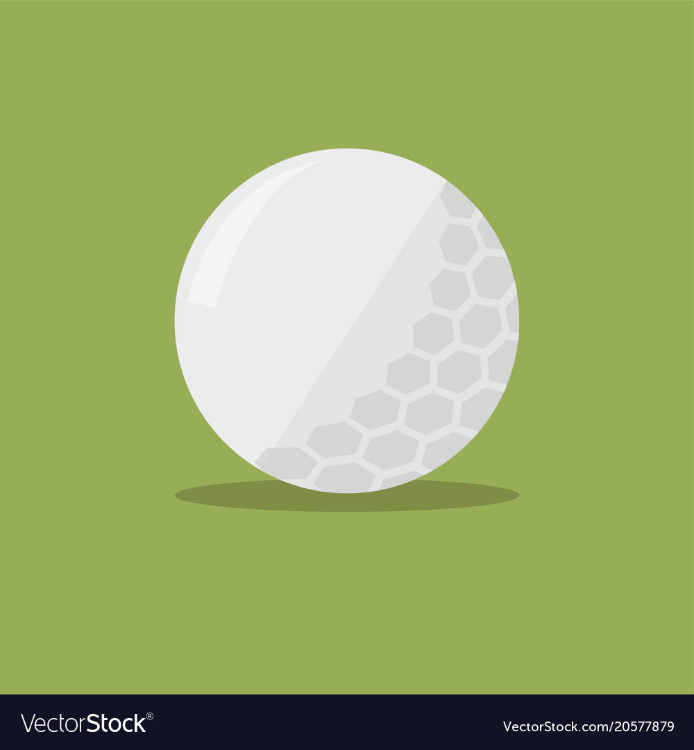 Golf ball flat icon with shadow on green Vector Image