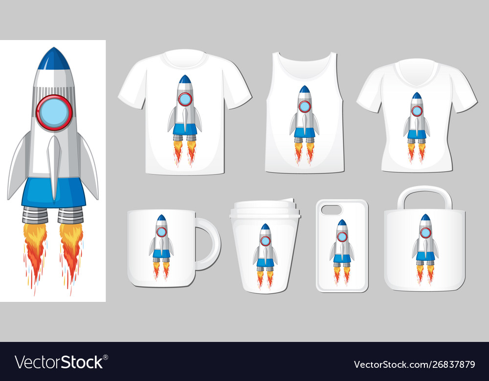 Graphic spaceship on different types