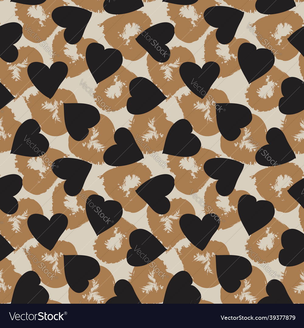 Heart shaped brush stroke seamless pattern