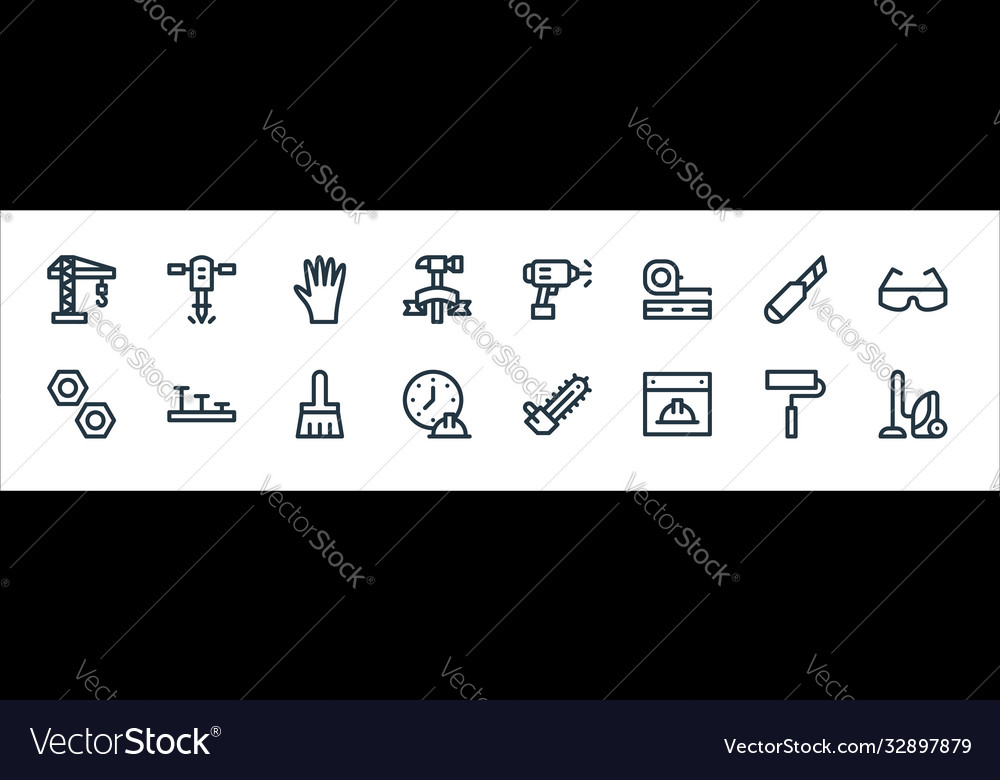 Labour day line icons linear set quality