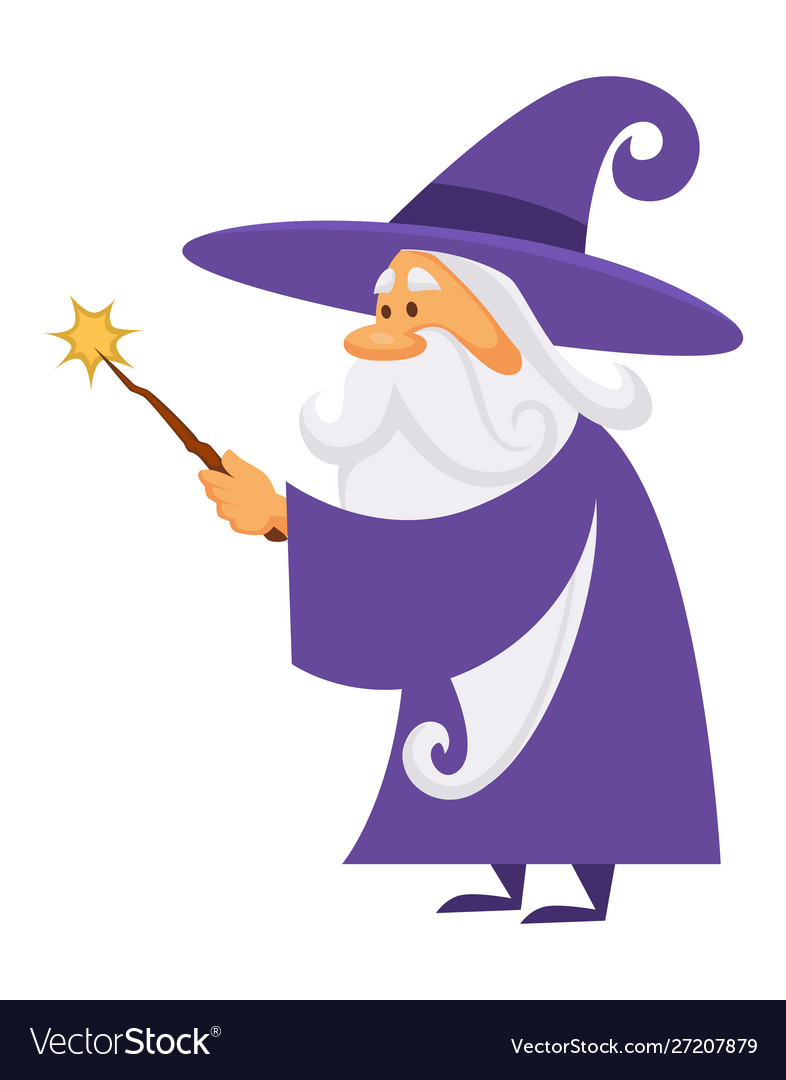 wizard wand cartoon man